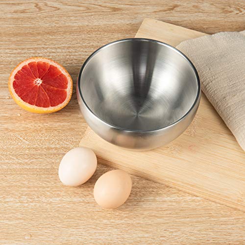 IMEEA Rice Bowls, Stainless Steel, Ramen Bowls, Noodle Bowls for Udon, Soba, and Buckwheat Noodles, Heat-Resistant, Double-Layered, 15.2cm, Set of 2,