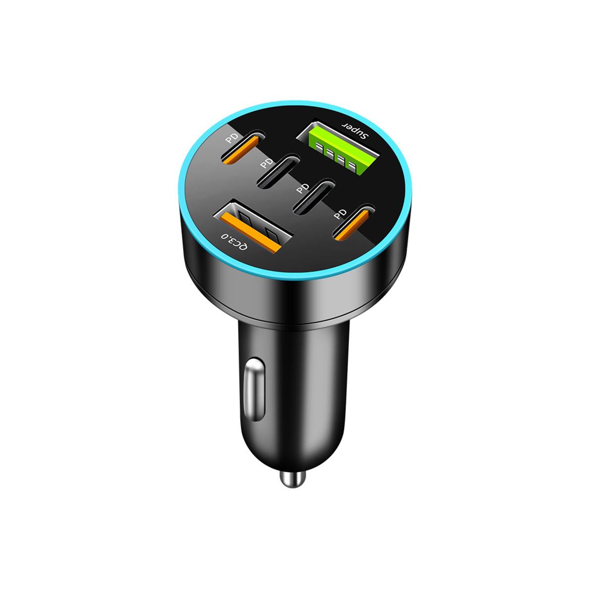 

Автомобильное зарядное устройство на 8 портов мощностью 120 Вт с быстрой зарядкой и светодиодным цифровым дисплеем, 4 USB+4 Type C, автомобильное зарядное устройство для телефона, автомобильные аксессуары для iPhone, Samsung, Huawei, Xiaomi 6-Port