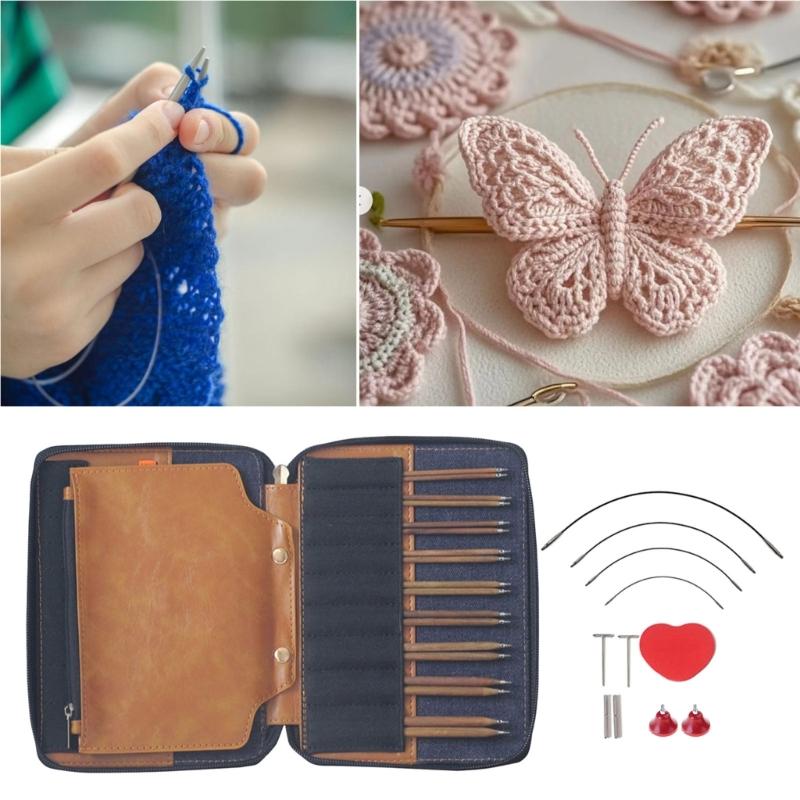 Colorful Wood Circular Knitting Needle Detachable Interchangeable Set For Crafting Projects