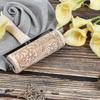 Wood Embossed Rolling Pins 3D Engraved Rolling Pin, Push Style Metal Bearing
