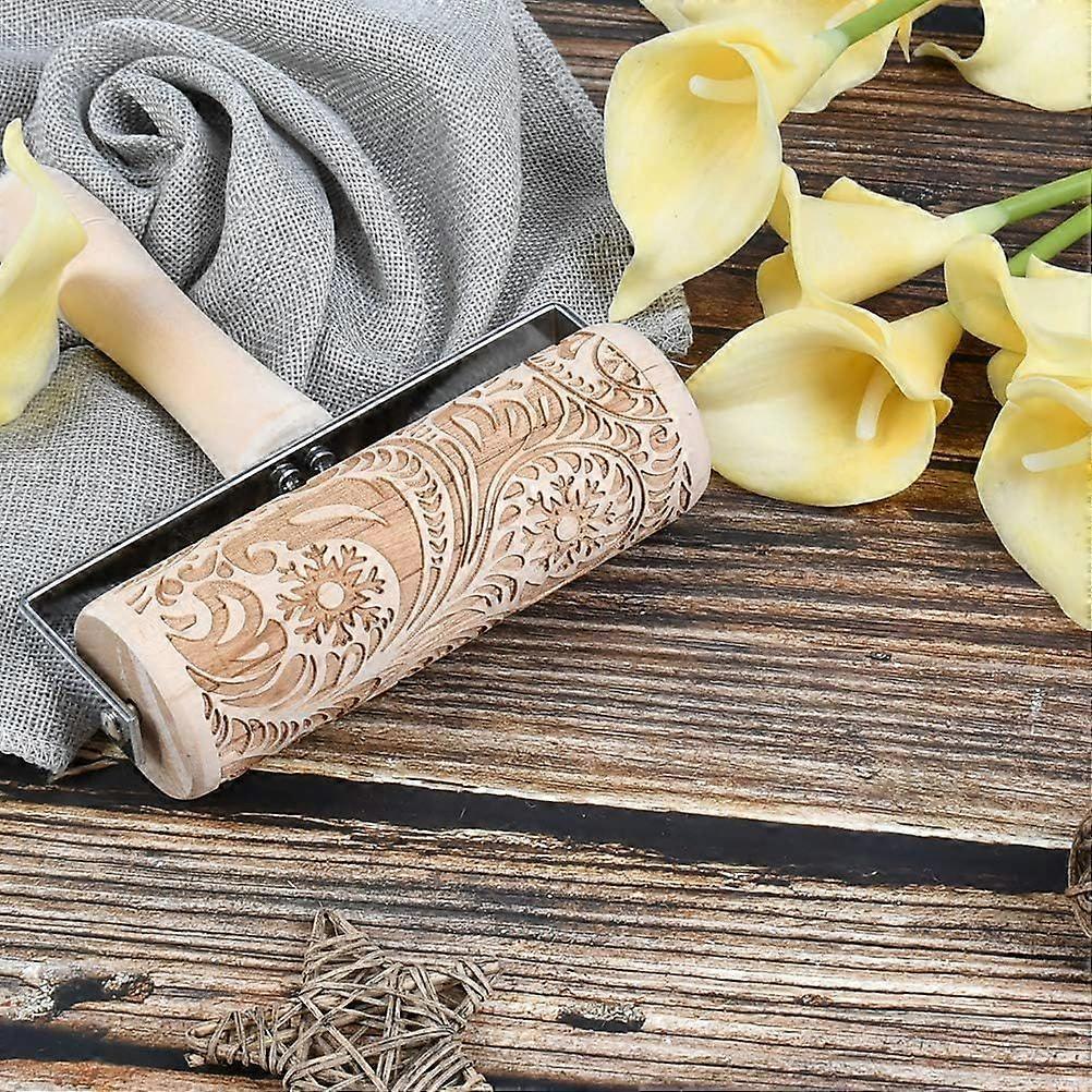 Wood Embossed Rolling Pins 3D Engraved Rolling Pin, Push Style Metal Bearing