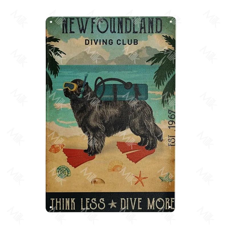 Metal Poster Newfoundland Dog Tin Sign Plate Retro Decor Cafe Home Pet Shop Bedroom Beach Vintage Home Decor Wall Art Plaque