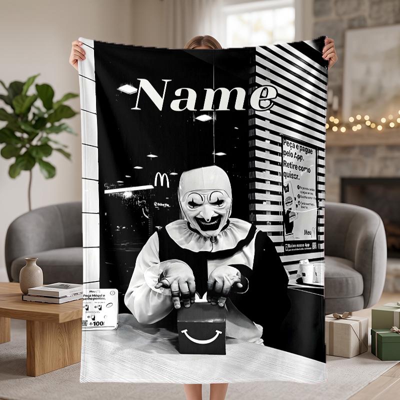 Art the Clown Custom Flannel Blankets Soft Warm Cozy Throws for Home Decor Holiday Gifts