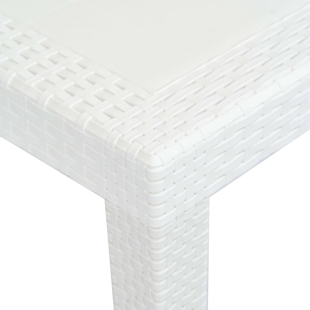Garden Table White 150 X 90 X 72 Cm Plastic Wicker Look