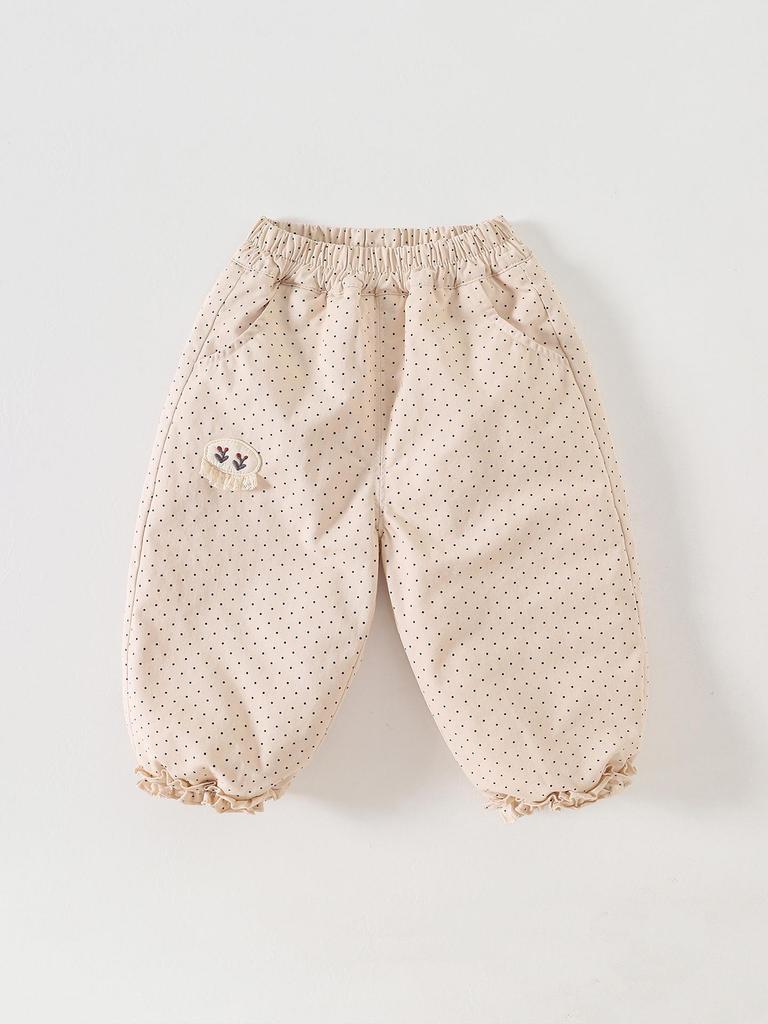 Infant Girls' Polka Dot Cotton Cuffed Sweatpants for Autumn/Winter 2026