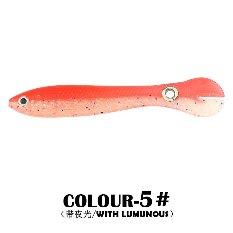 5 Stück/Beutel, 5 cm, 1,3 g, Lumineszenz-Weichköder, realistischer T-Schwanz-Fisch-Imitationsköder für Angelausrüstung, Nachtangeln, Meer, Fluss
