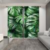 2 ks Závěsy se severským zeleným rostlinným listovím - Zastiňující okenní dekorace pro kuchyň, obývací pokoj, kancelář a ložnici