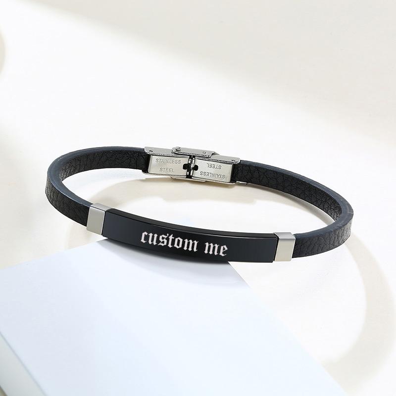 Individuelles dünnes Lederarmband, personalisierbares verstellbares Armband, Punk-Leder-Wrap für Damen und Herren