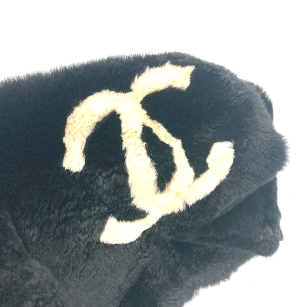 Chanel Big Coco CC CC Mark Accessories Tippets Scarf Fur Black/White