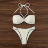 Shell Edge 2025 Trendy Halter Strap Bikini Set - European & American Style