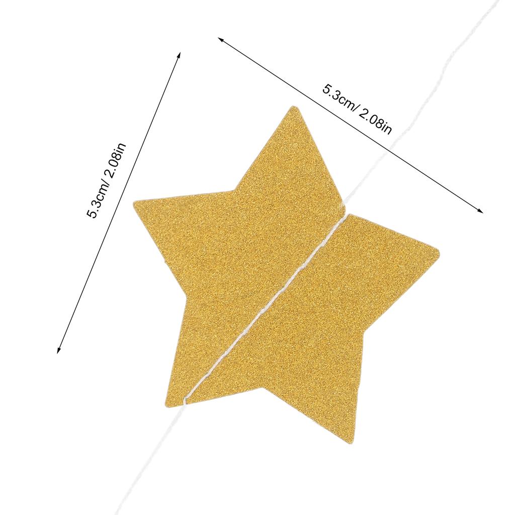 2Pcs Gold Star Garland Banner Double-Sided Glitter Paper Stars 6.5ft Twinkle Decorations Party Hanging Decor Birthday Baby
