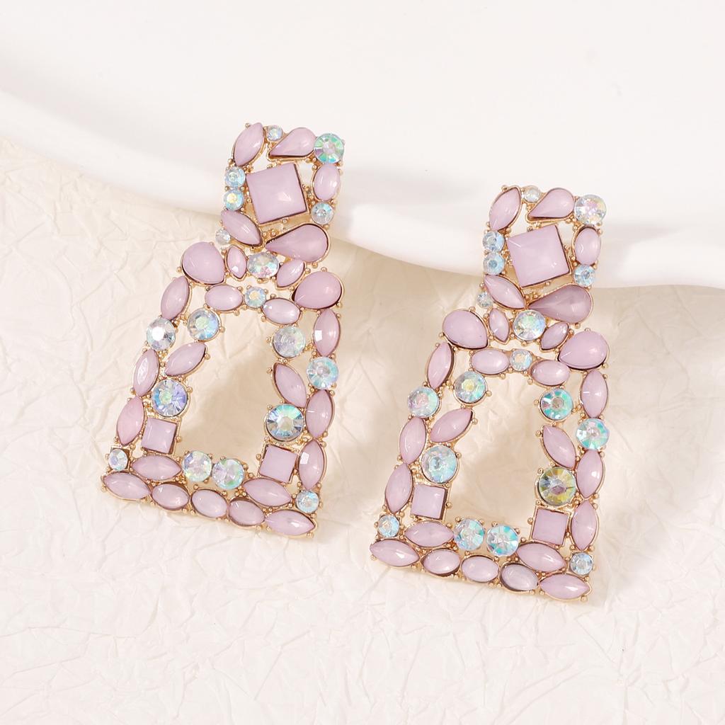 Geometric square diamond-set party niche fashion trend versatile temperament earrings earrings