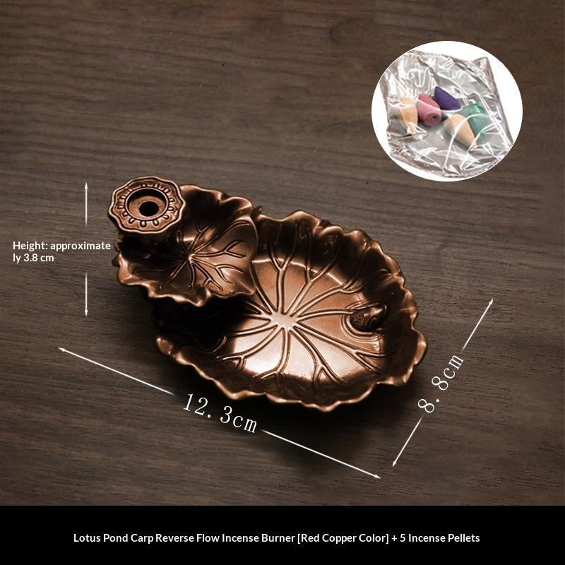 Household Alloy Lotus Pond Frog Backflow Incense Burner Antique Tea Ceremony Sandalwood Metal Incense Sticks Holder Reverse