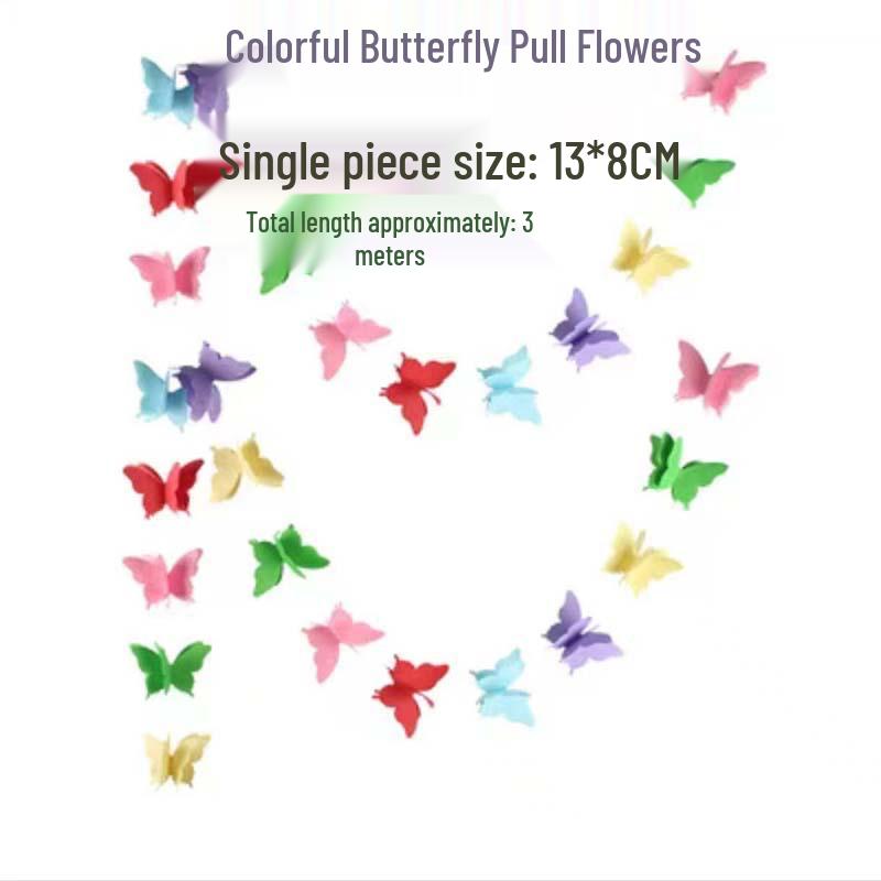Colorful 3D Paper Butterfly Garland for Party, Wedding, and School Decoration