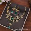Fashion Necklace And Earrings Set - Leaf And Droplet Wedding Set - Bride's Jewelry Set