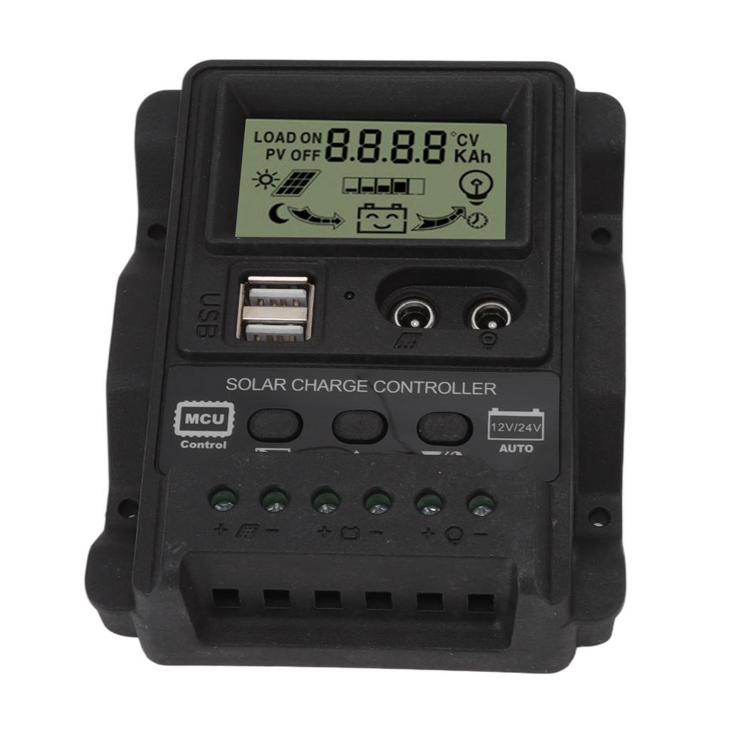 K1688 Solar Charge Controller PWM Dual DC with Black Shell Solar Panel Regulator for Home 20A