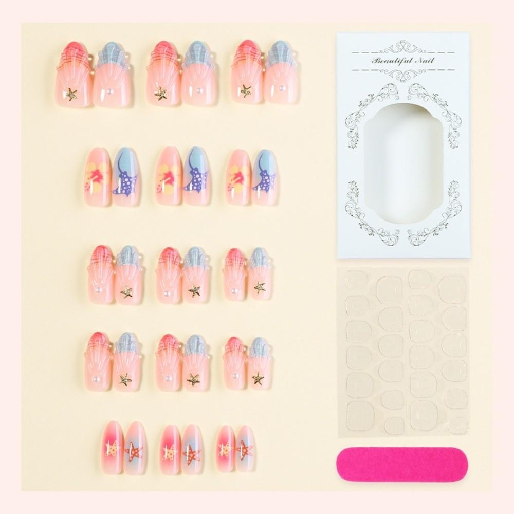 24Pcs 3D Gel False Nail Full Cover Fake Nail Tips French Press on Nails  Women