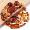10-100pcs/lot Amber Color Acrylic Beads Oval Heart Pumpkin Shape Loose Spaced Beads For DIY Charms Bracelet Necklace Accessories