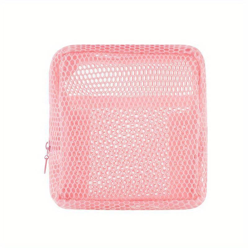 

Квадратная сетчатая косметичка, переносная сумка для хранения помады с застежкой-молнией, многоцелевая сумка для хранения всякой всячины, милый студенческий чехол розовый