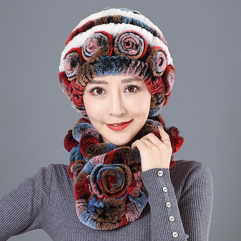 Hair Rex Rabbit Fur Padded Bib Hat 