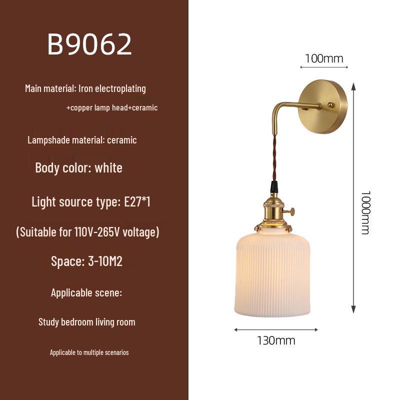 Elegant All-Copper Glass Wall Lamp: Creative Crystal Decor for Hotel Bedrooms and Staircases