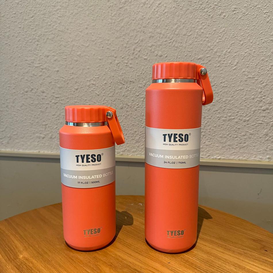 TYESO Vacuum Insulated Bottle Outdoor Sports Thermal Kettle Portable Handle 304 Stainless Steel Hot and Cold Drinking Water Cup