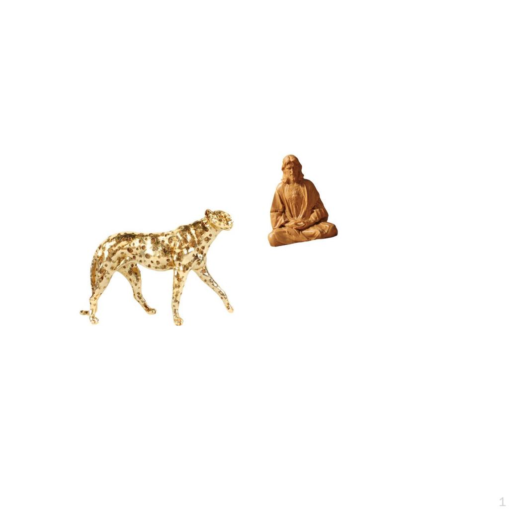 Golden Hearted Cheetah Sculpture Figurine Tabletop Ornament Sacred Jesus Statue Centerpiece for