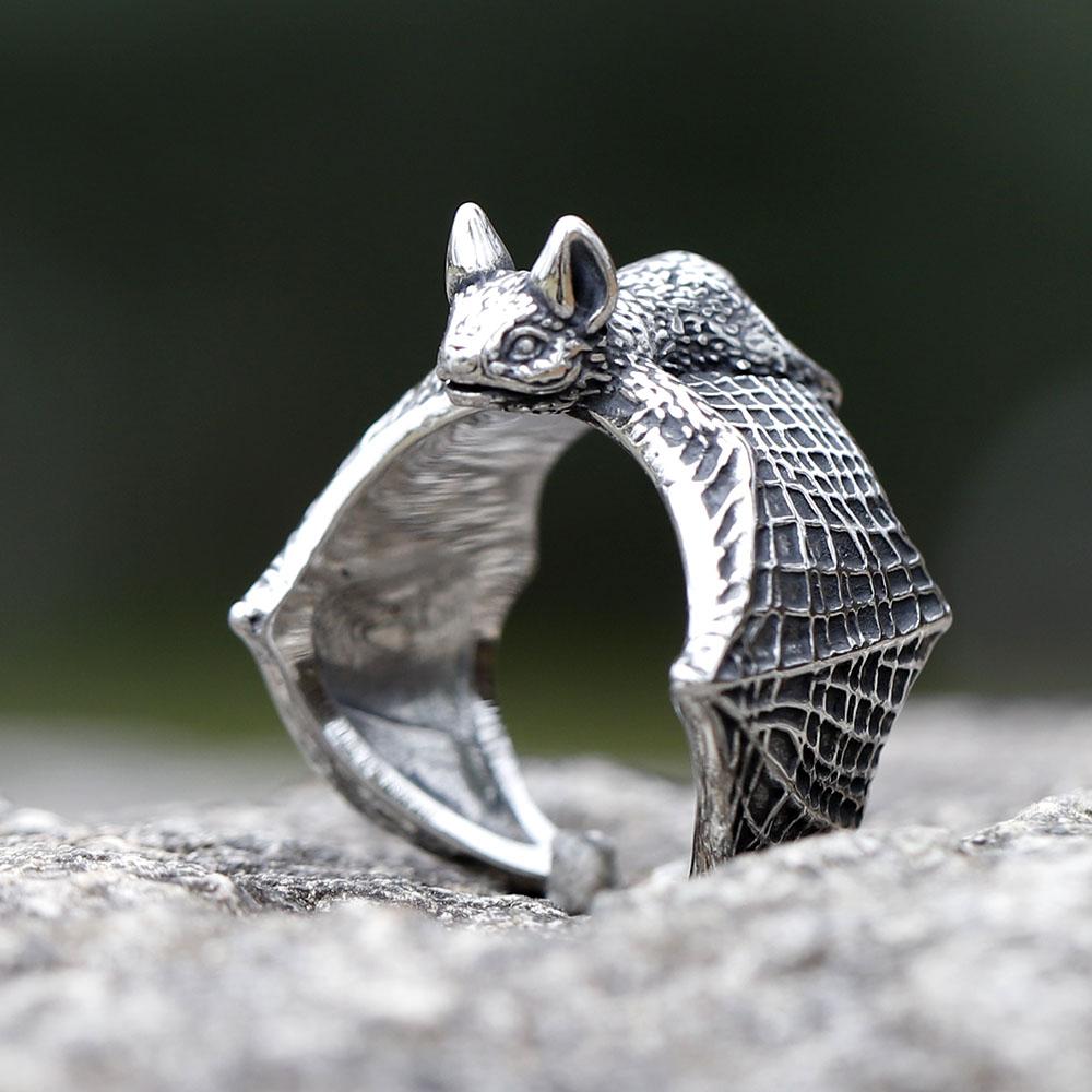 Neues Design Edelstahl Fledermaus Ring Detailliert Punk Biker Tier Schmuck Hohe Qualität Geschenk Zubehör für Geschenk Kostenloser Versand