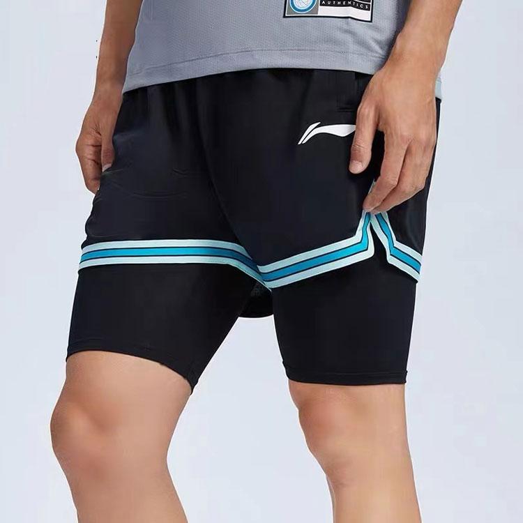 Li Ning CBA Series 2022 CBA Game Shorts Logo Sports Basketball Shorts Men Shorts Black AAPS143-2