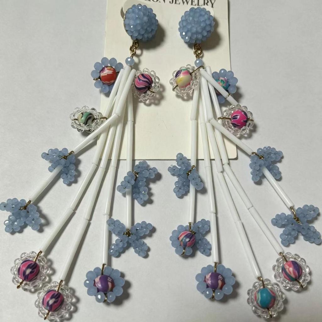 Fresh Flower Crystal Cluster Earrings - Cute Fashionable Studs & Dangles for Women