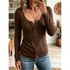 MGHR Women's Fashion Casual Autumn Winter Long Sleeve U-Neck Blouses & Shirts