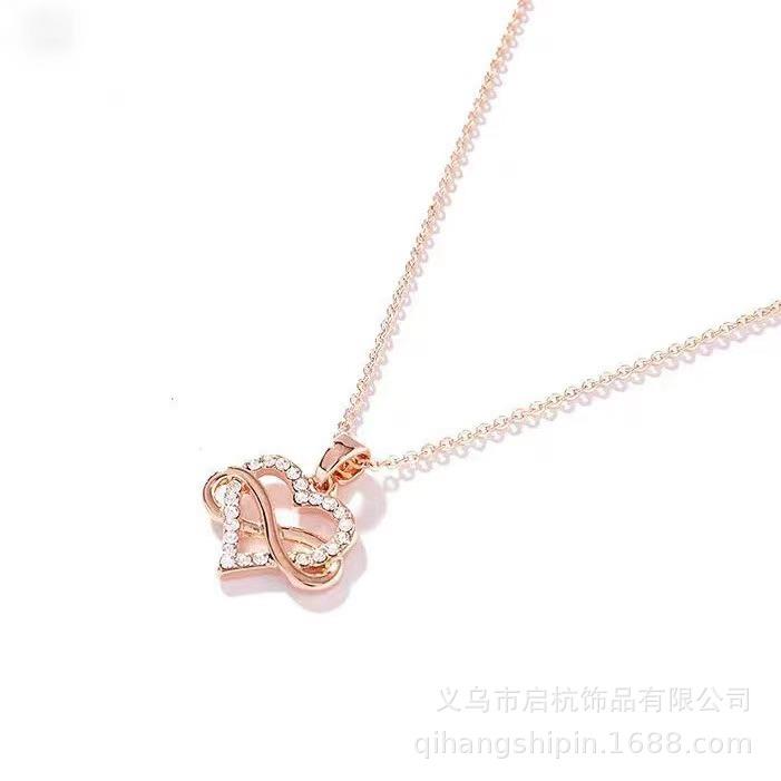 Love Necklace Women'S High-End Simple And Versatile Temperament Slightly Inlaid With 8 Letters Pendant Neck Chain