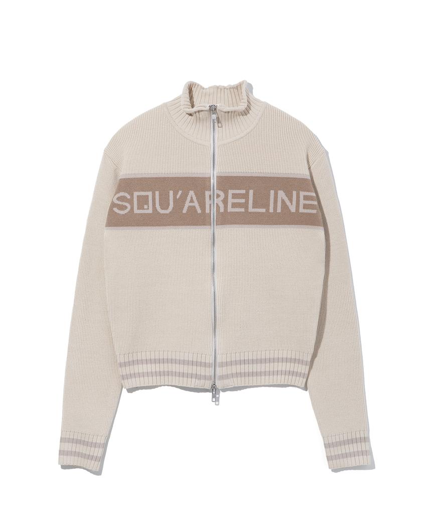 Seukweeolain Basic Logo Jacquard Knit Zip-Up_Beige
