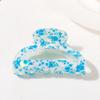 Hair Claw Floral Print Hollow Design Back Head Hair Clip Anti-slip Teeth Strong Grip Shark Hair Clip Versatile Hair Accessory