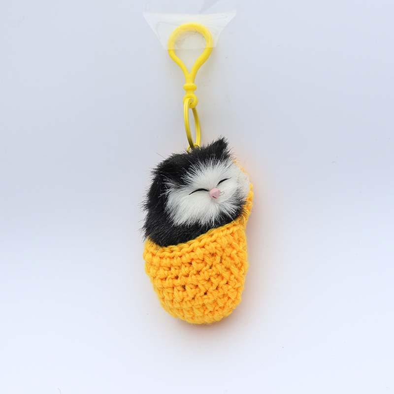 Adorable Plush Cat Keychain For Kids With Realistic Sound And Soft Touch