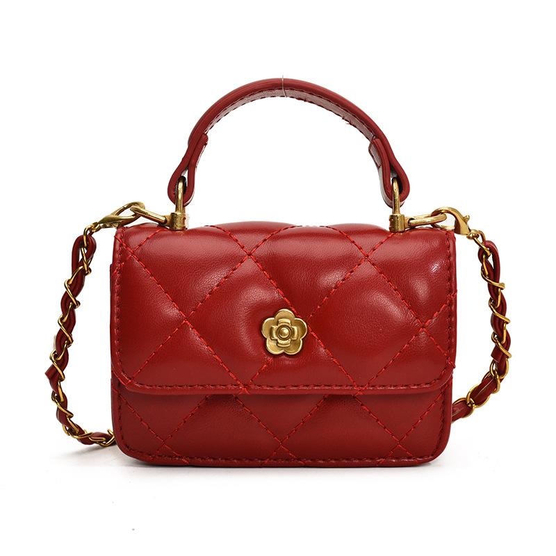 Cross-border Mini Square Kids' Handbag: Diamond Pattern, Embroidered, Versatile Crossbody and Coin Purse for Girls