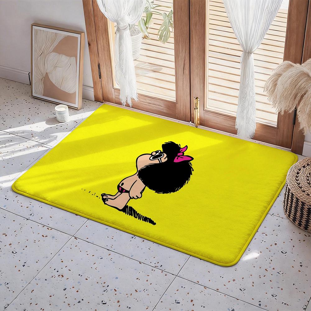 Cute Cartoon Mafalda Floor Mat Eco  Flannel Doormat Non Slip Odorless Indoor Floor Rug Soft Short Plush Home Mat