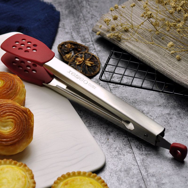 

Xishi 304 Stainless Steel Clip Kitchen Food Clip BBQ Clamp Silicone Baking Bread Steak Dish Oven Mitts Black 304 Steel Silicone Food Clip