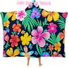 Colorful Flowers Wearable Hooded Blanket, Ultra Soft Arctic Velvet Cape Cloak Unisex - Cozy Wearable Blanket