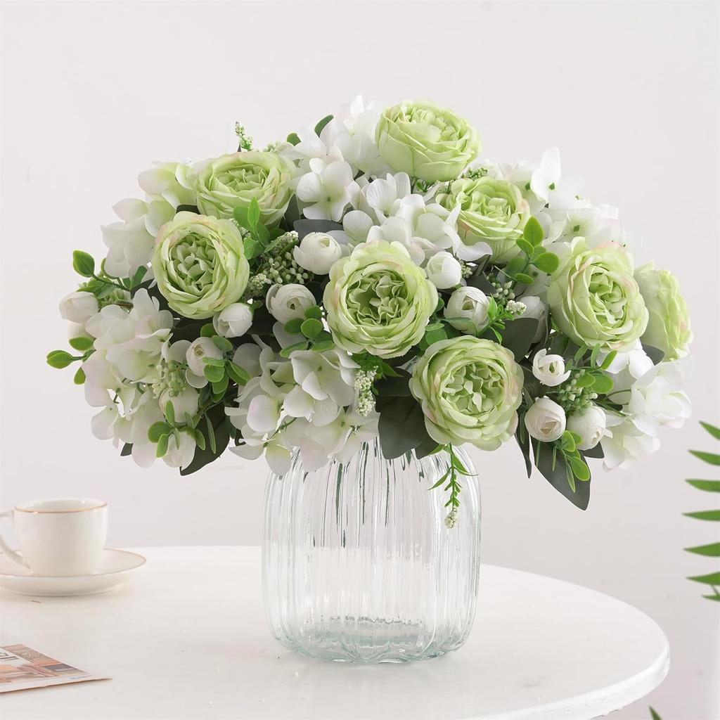Artificial Flowers Wedding Table Home Bedroom Decora Bridal Bouquet Garden Fake Silk Peony Hydrangeas Vase Outdoor Yard Diy Gift
