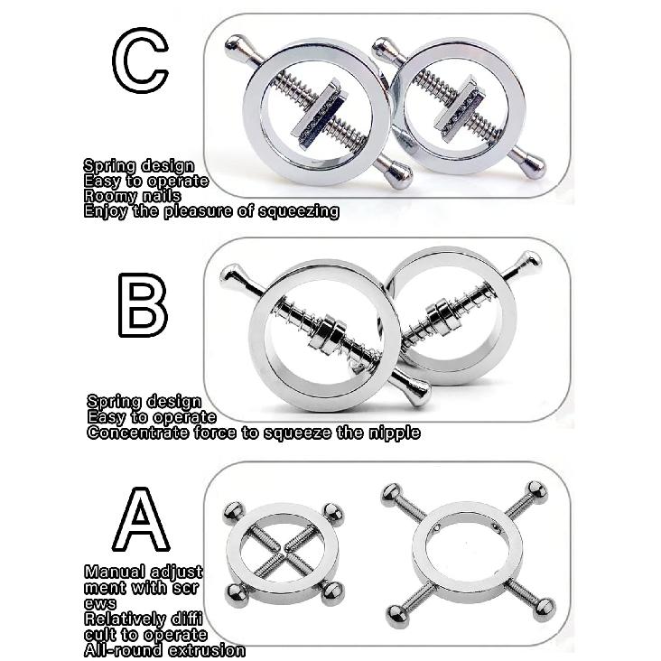 2PCS Metal Adjustable Nipple Clips Labia Clamps Breast Clamps Sexy Toys Boobs Adult Flirt Toys for Couples Valentine's Day Gifts