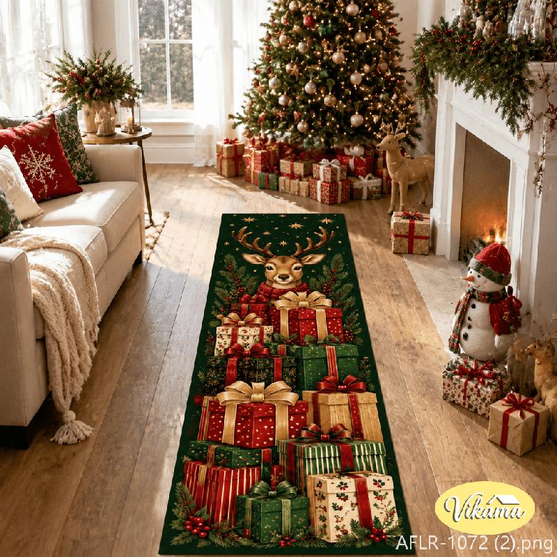 Christmas Holiday Rug, Anti-Slip Corridor and Hallway Carpet with Christmas Aesthetic, Long Kitchen Mat, Home Decor