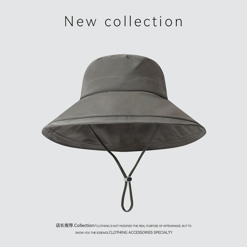 Waterproof bucket hat women's big eaves quick-drying hat women's ponytail foldable UV protection sun hat sun protection sun hat