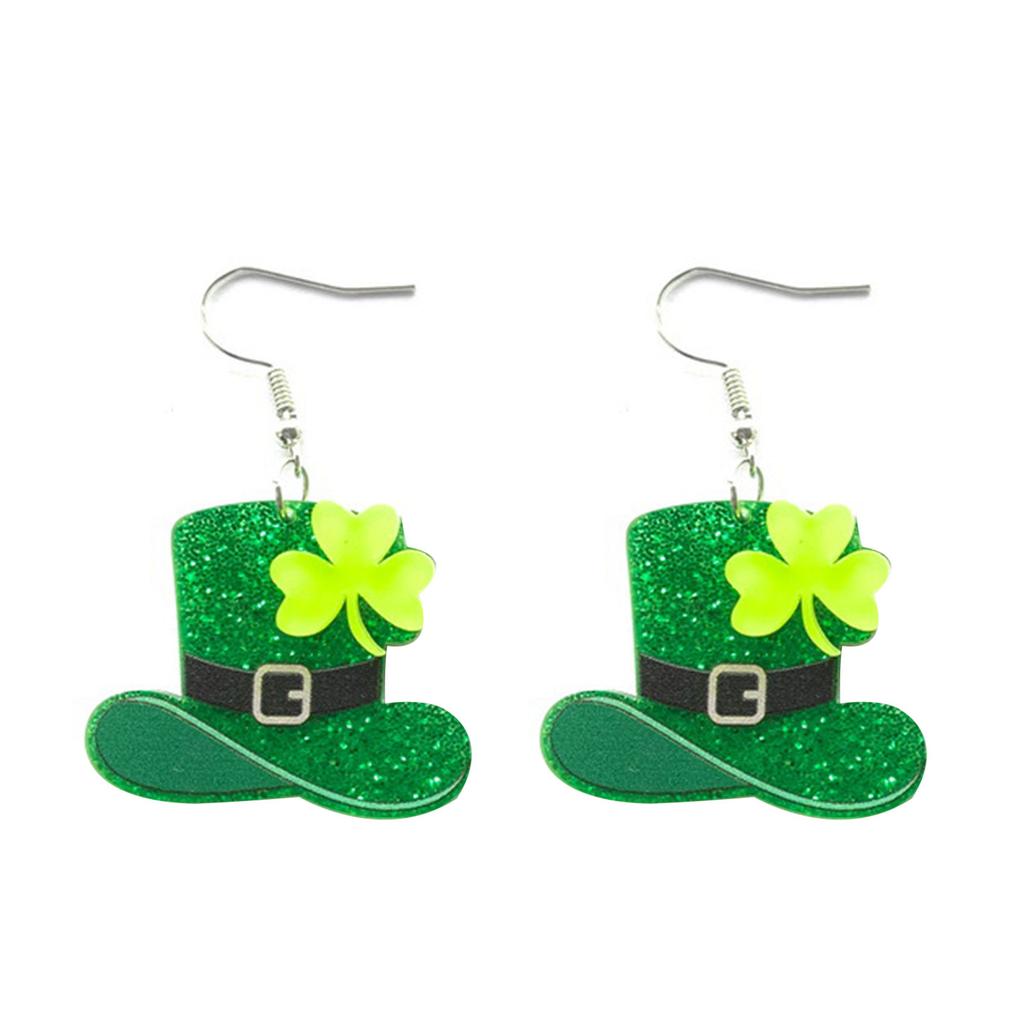 St. Patrick’s Day Earrings Acrylic Material Clover Drop Earrings Fashion Earring