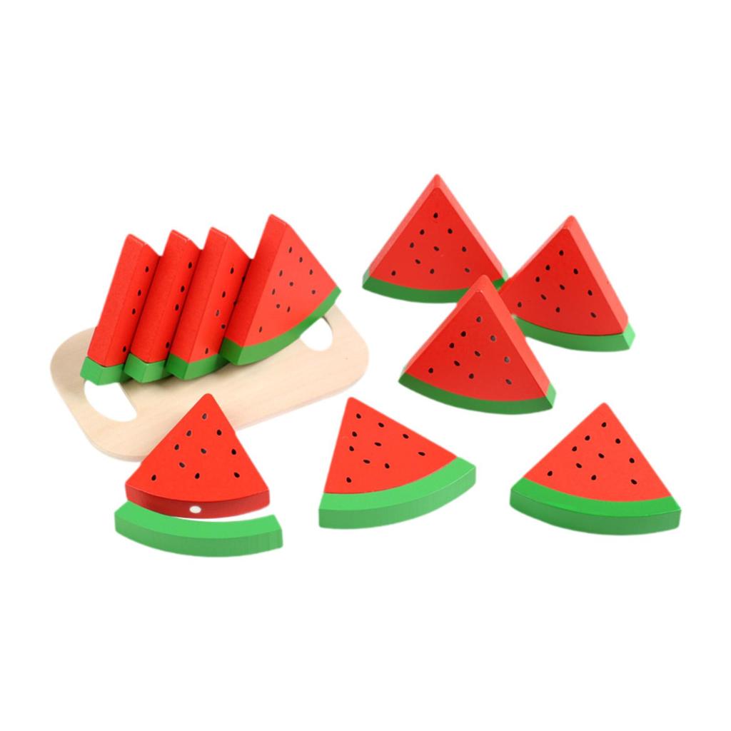 Holz Wassermelonen Scheiben Spielset für Kinder - Heimküche Partydeko Rollenspiel Lernspielzeug für Jungen & Mädchen Sommergeschenk