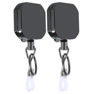 4CM Zinc Alloy Square Telescopic Gun Gray Keychain with Strong Easy Pull Wire Rope Buckle