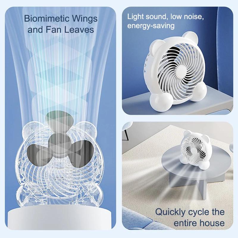 4/7inches Desktop Fan Ultra Quiet USB Charging Panda Fan for Office Home Portable Dorm Camping Outdoor