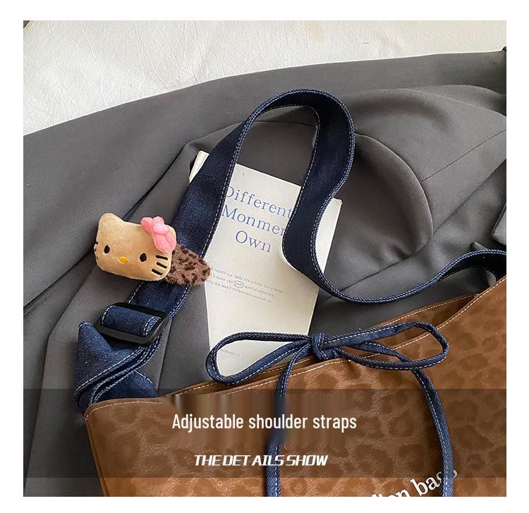 Retro Leopard Patchwork Denim Tote - Large Capacity Crossbody & Casual Shoulder Bag