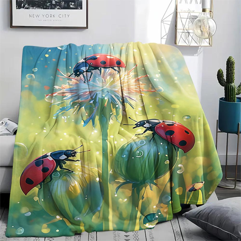 Insect Print Flannel Blanket, High quality Comfortable for All Seasons, Home Decor, Warmth and Comfort, Perfect for Christmas Gifts