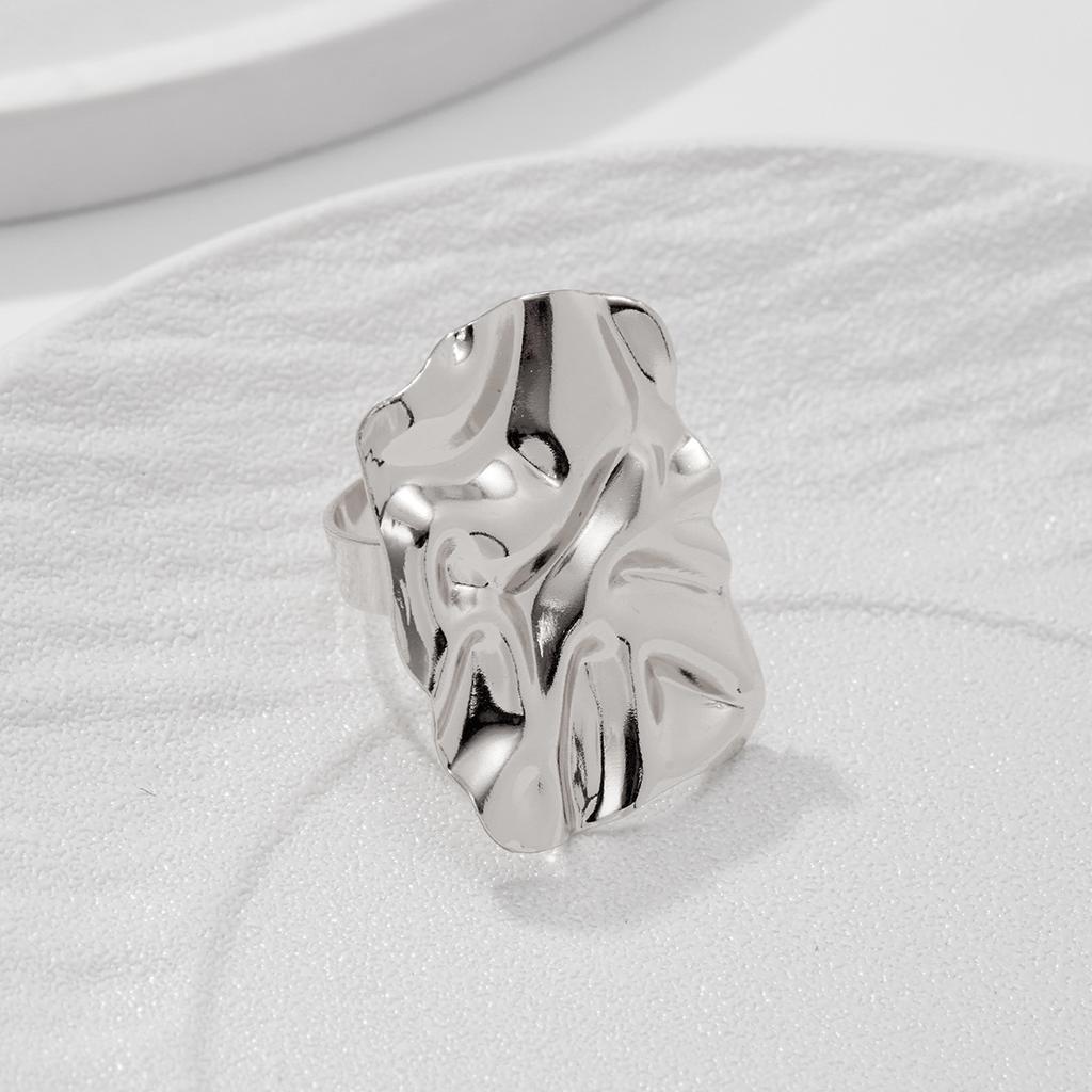 Design Sense Geometric Square Folds Ring Female, Hip Hop Style Metal Index Finger Ring Ring